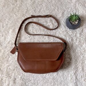 Rare!!! Vintage Coach Vista Geometric Brown Leather Crossbody Bag